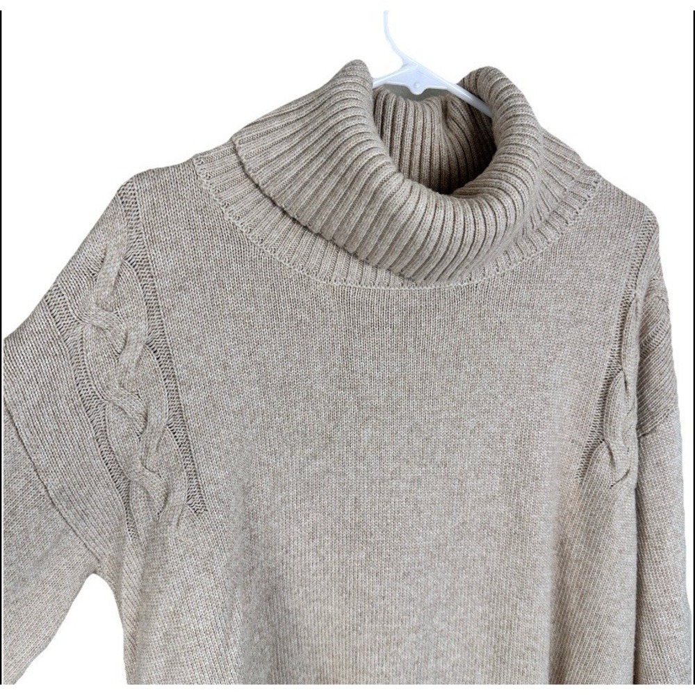 St Johns Bay Womens XL Cowl Neck Knit Sweater Long Sleeve Beige Pullover - Picture 2 of 6